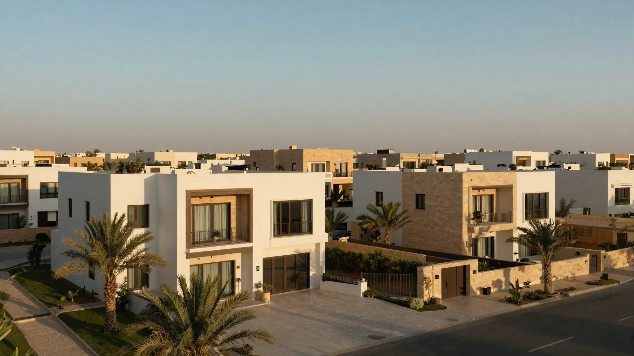 حي سكني عصري يضمّ فللاً ومنازل ووحدات سكنية أنيقة عند الغروب
